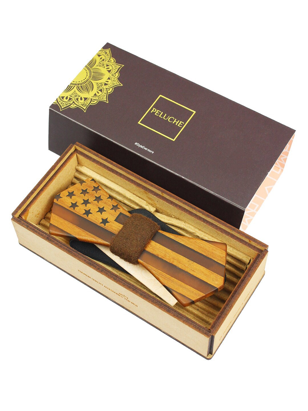 

PELUCHE Men Printed Acrylic Bow Tie, Brown