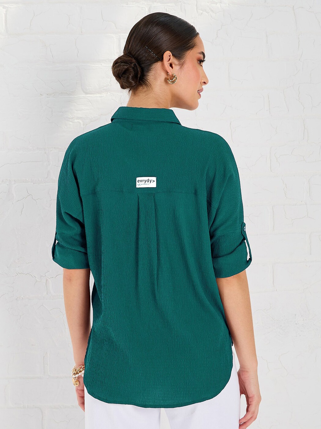 

Styli Spread Collar Casual Shirt, Green