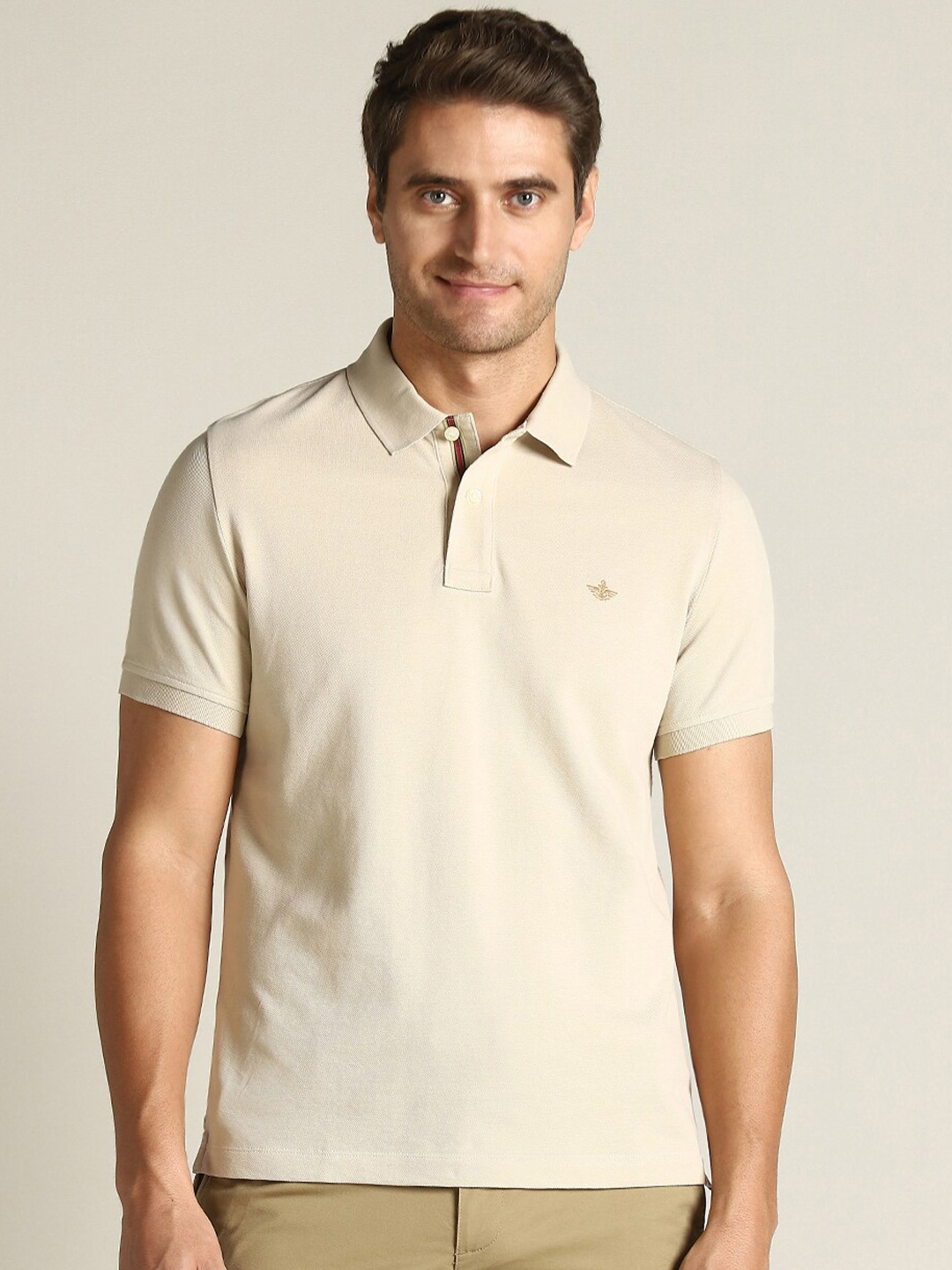 

Dockers Men Solid Polo Collar Classic Fit T-Shirt, Beige
