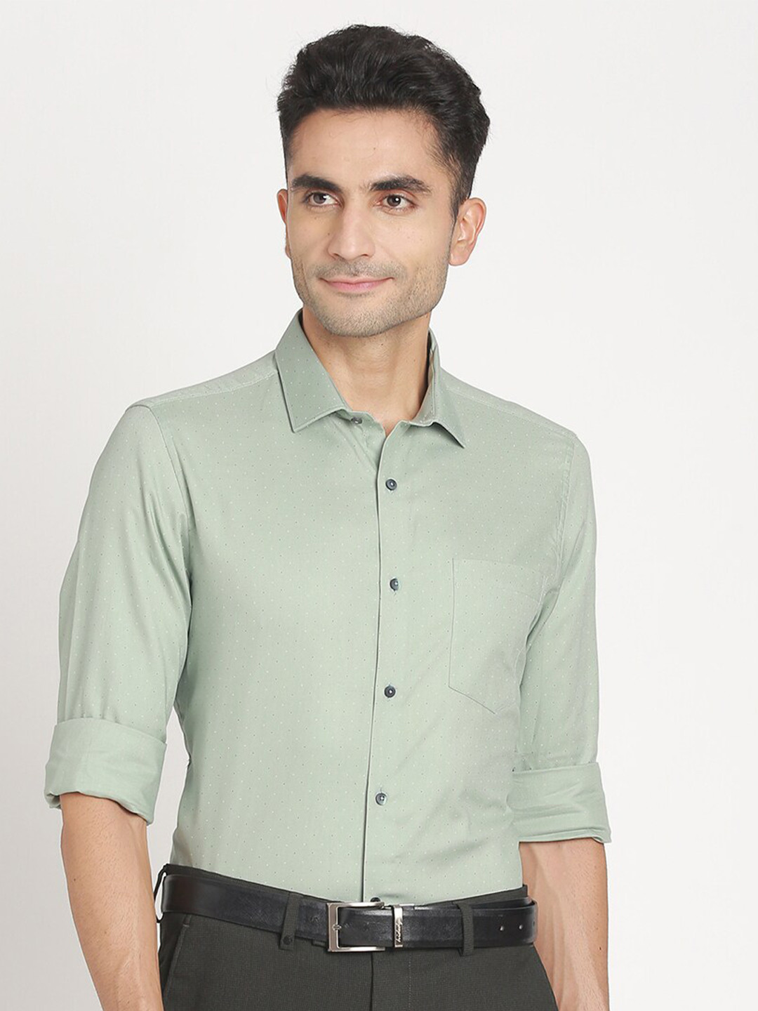 

Turtle Standard Pure Cotton Formal Shirt, Olive