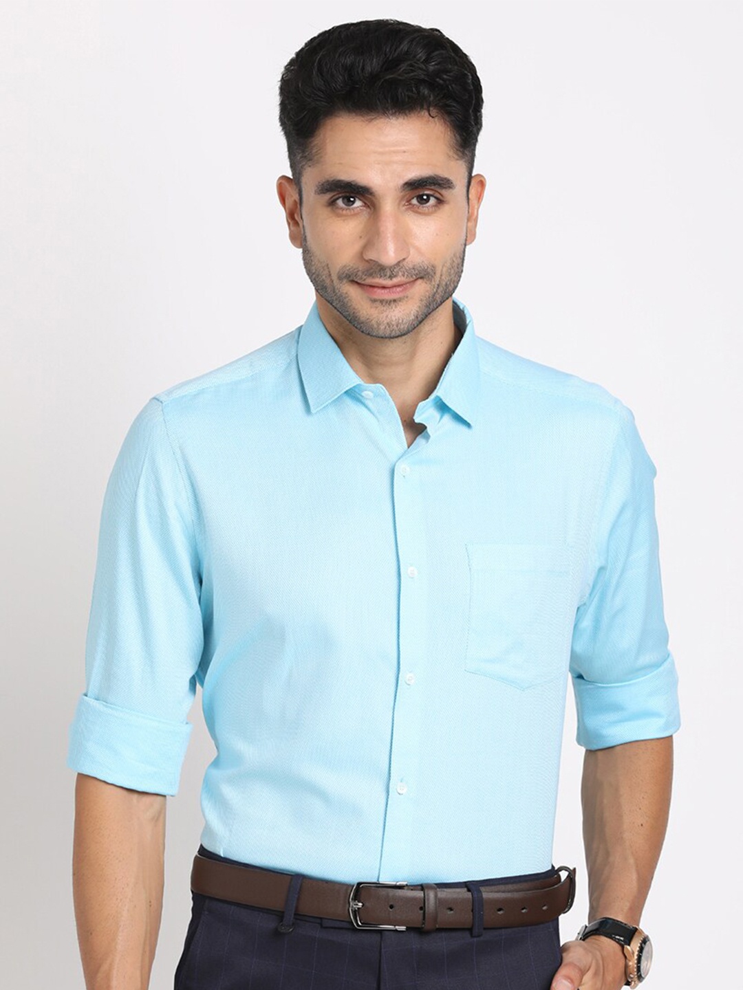 

Turtle Standard Pure Cotton Formal Shirt, Blue