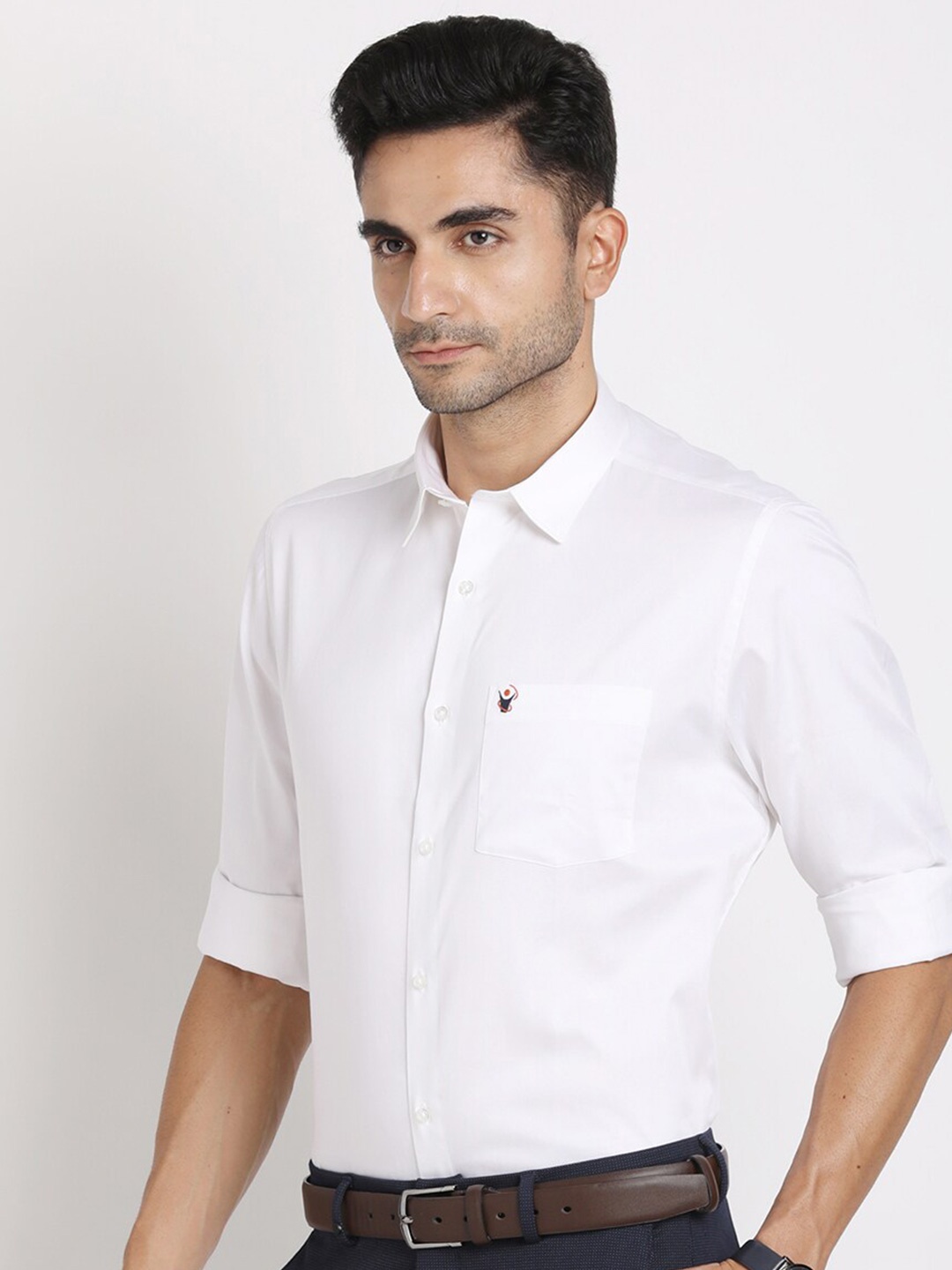 

Turtle Standard Spread Collar Cotton Formal Shirt, White