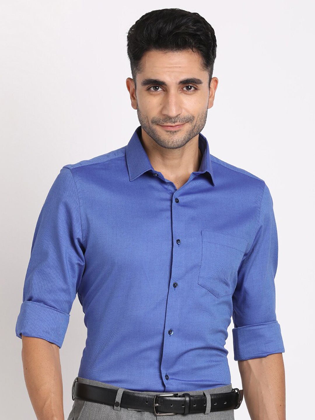 

Turtle Standard Spread Collar Cotton Formal Shirt, Blue