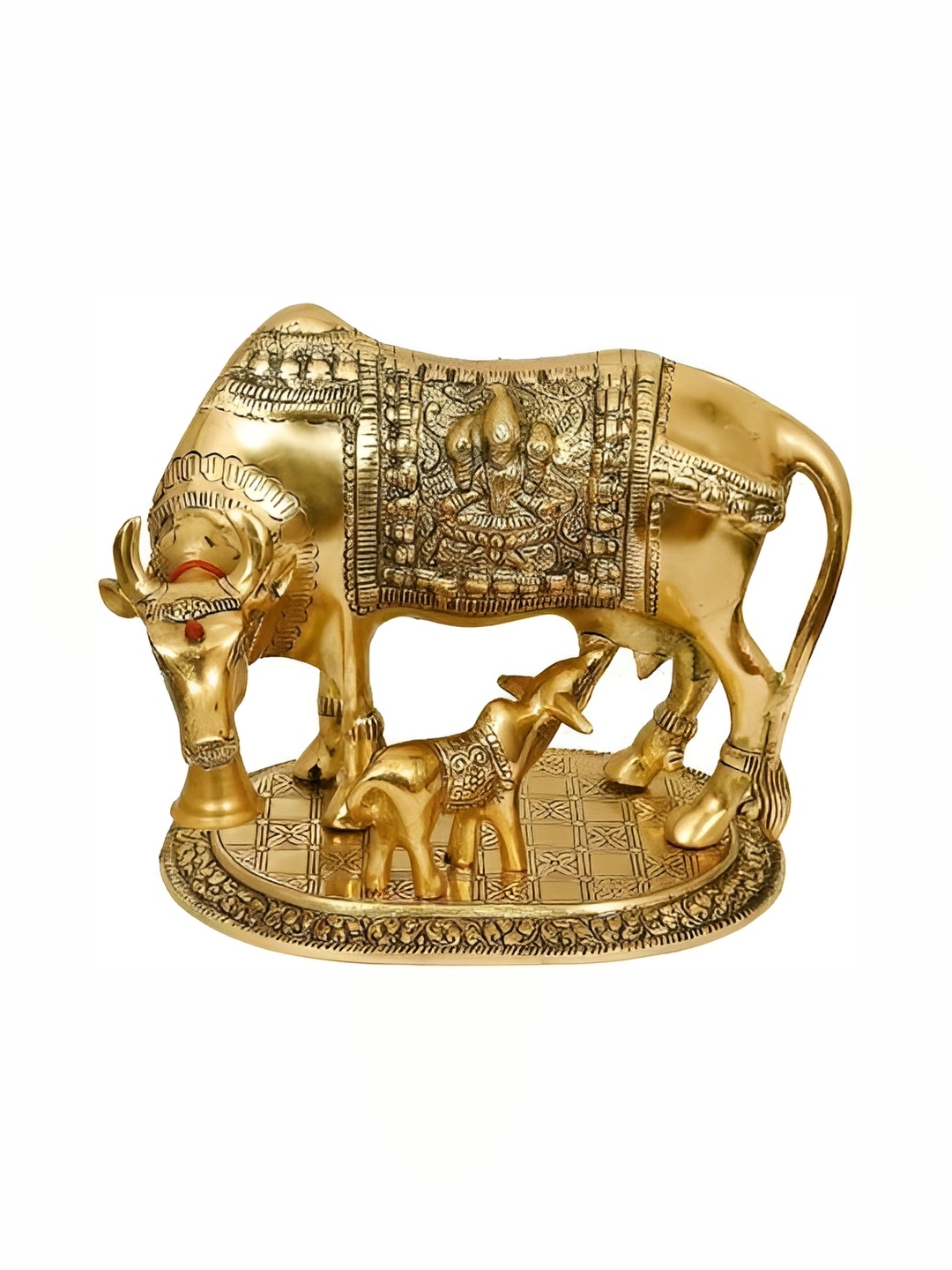 

Navyaksh Gold-Toned Brass Cow Bachra Showpiece