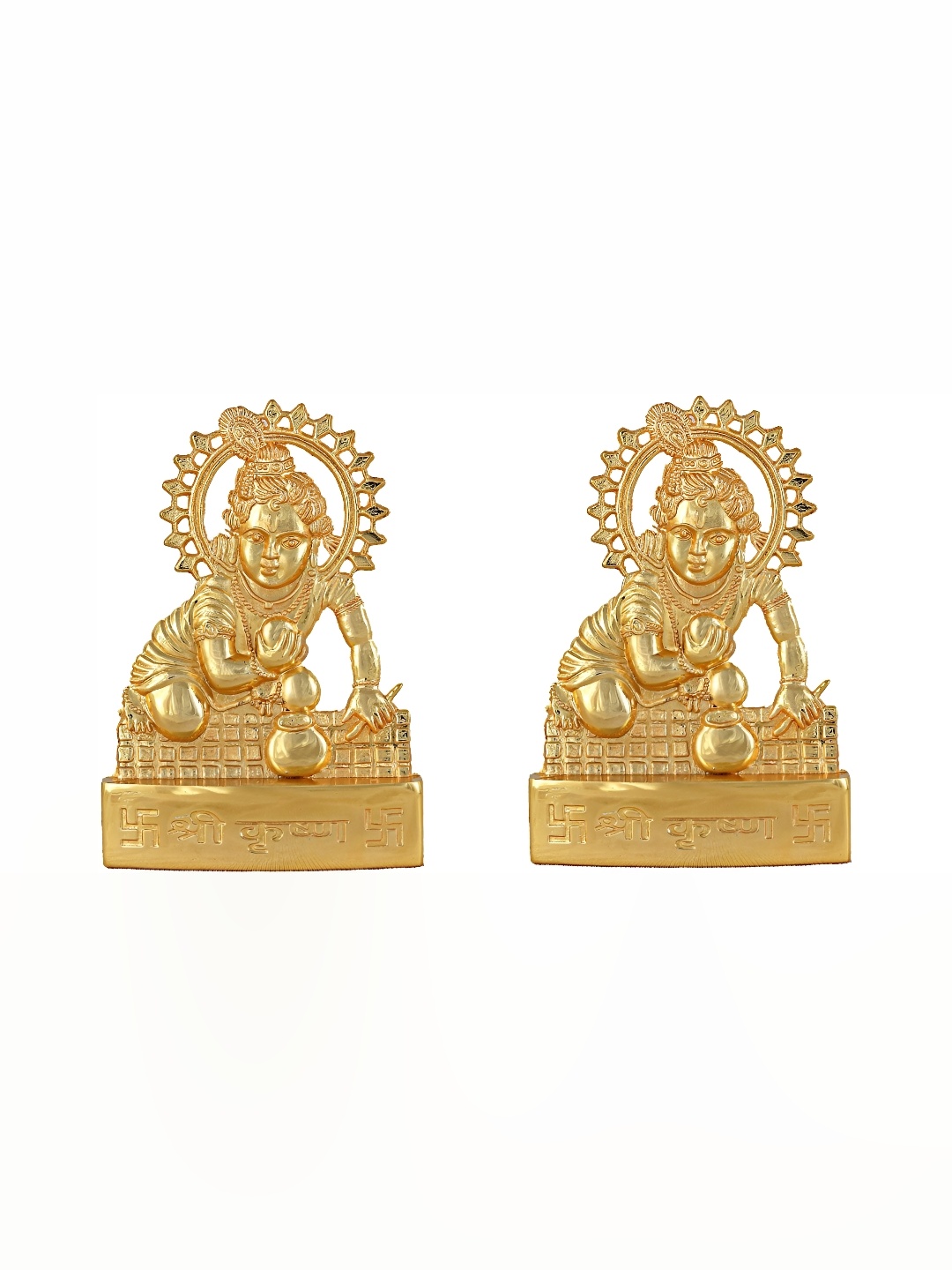 

Navyaksh Gold-Toned Metal Laddu Gopal Religious Showpiece