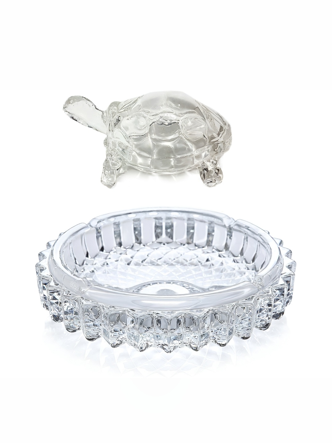 

Navyaksh White Glass Tortoise Showpiece