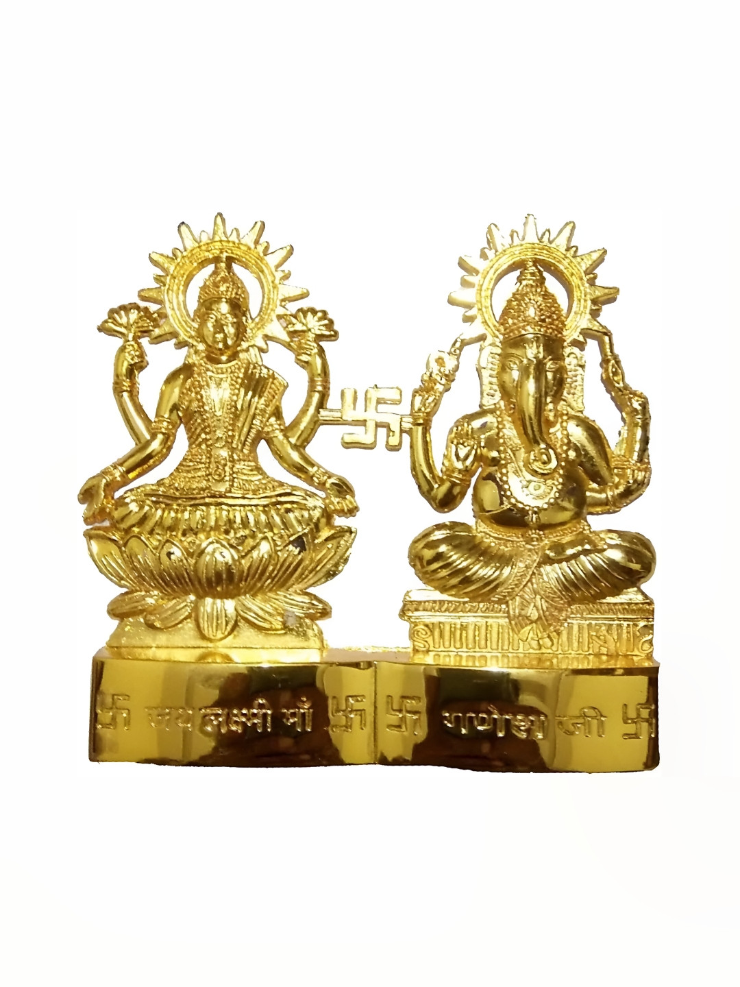 

Navyaksh Gold-Toned Brass Laxmi Ganesh Showpiece