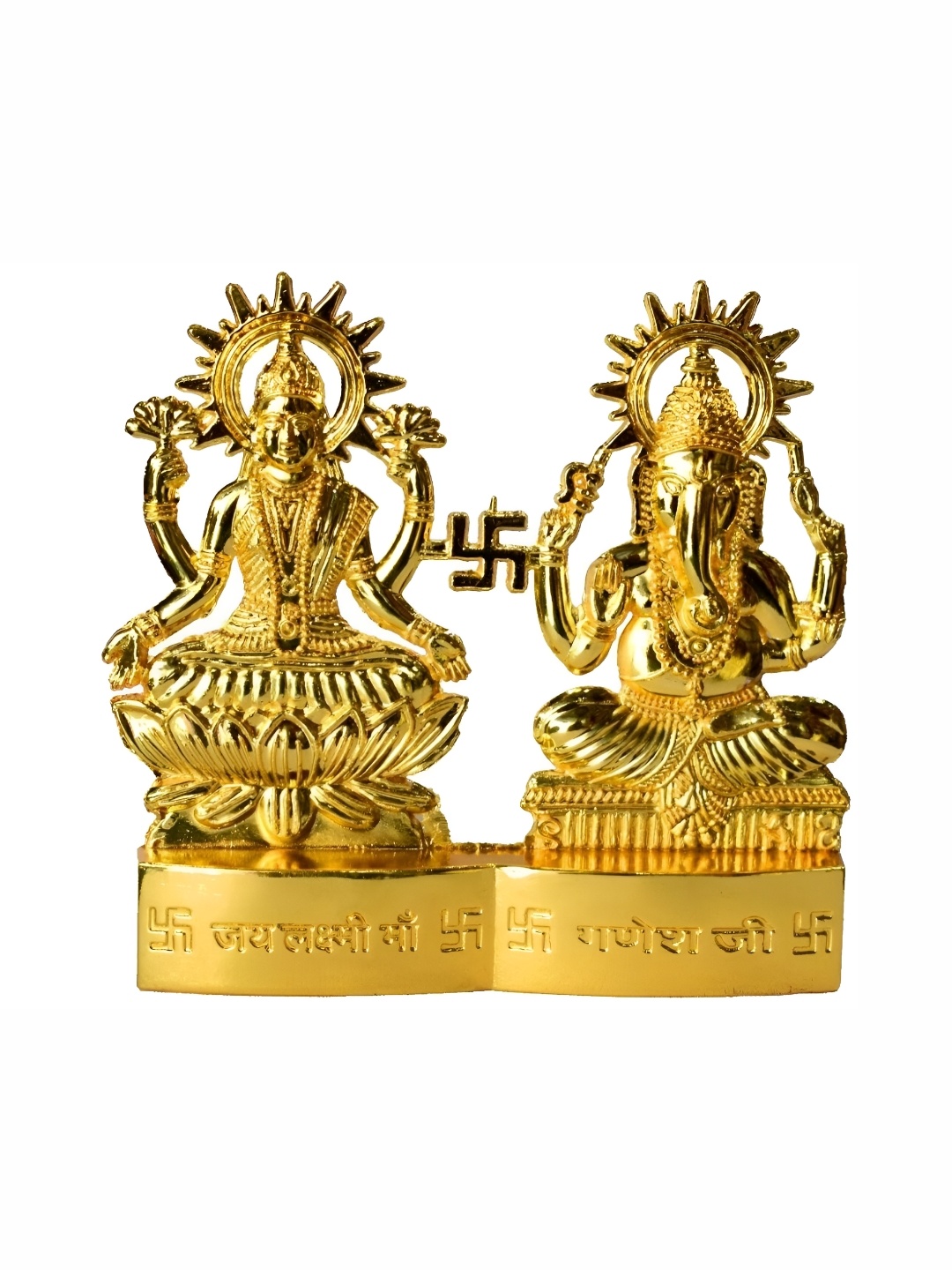 

Navyaksh Gold-Toned Laxmi Ganesha Religious Idol Showpiece