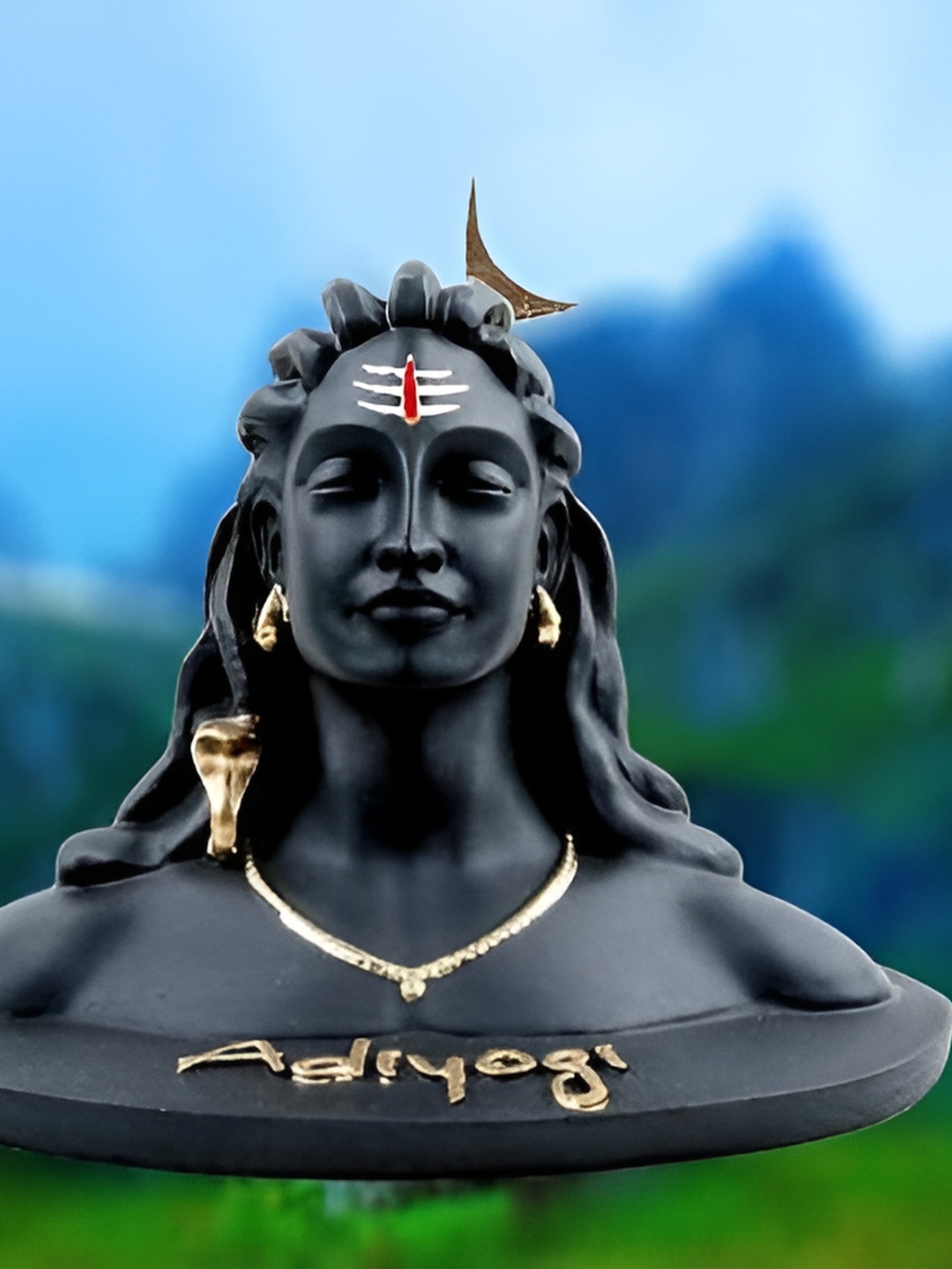 

Navyaksh Black Adiyogi Shiva Religious Idol Showpiece