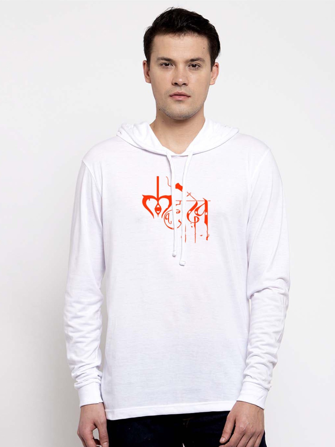 

Friskers Typography Printed Hooded Long Sleeves Slim Fit Pure Cotton T-shirt, White