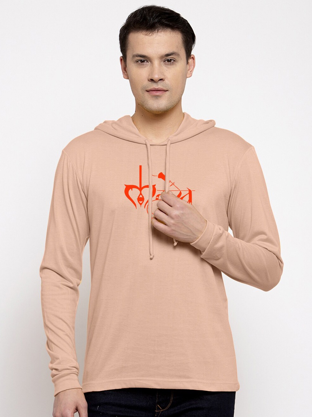 

Friskers Typography Printed Hooded Slim Fit Pure Cotton T-shirt, Coral