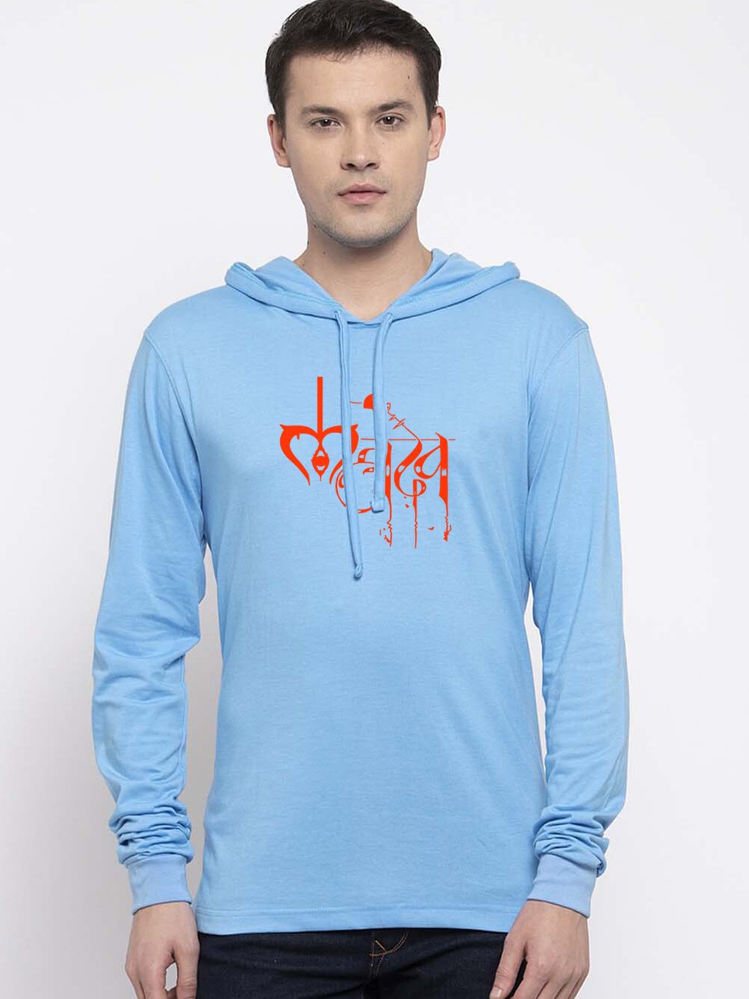 

Friskers Typography Printed Hooded Slim Fit Pure Cotton T-shirt, Turquoise blue