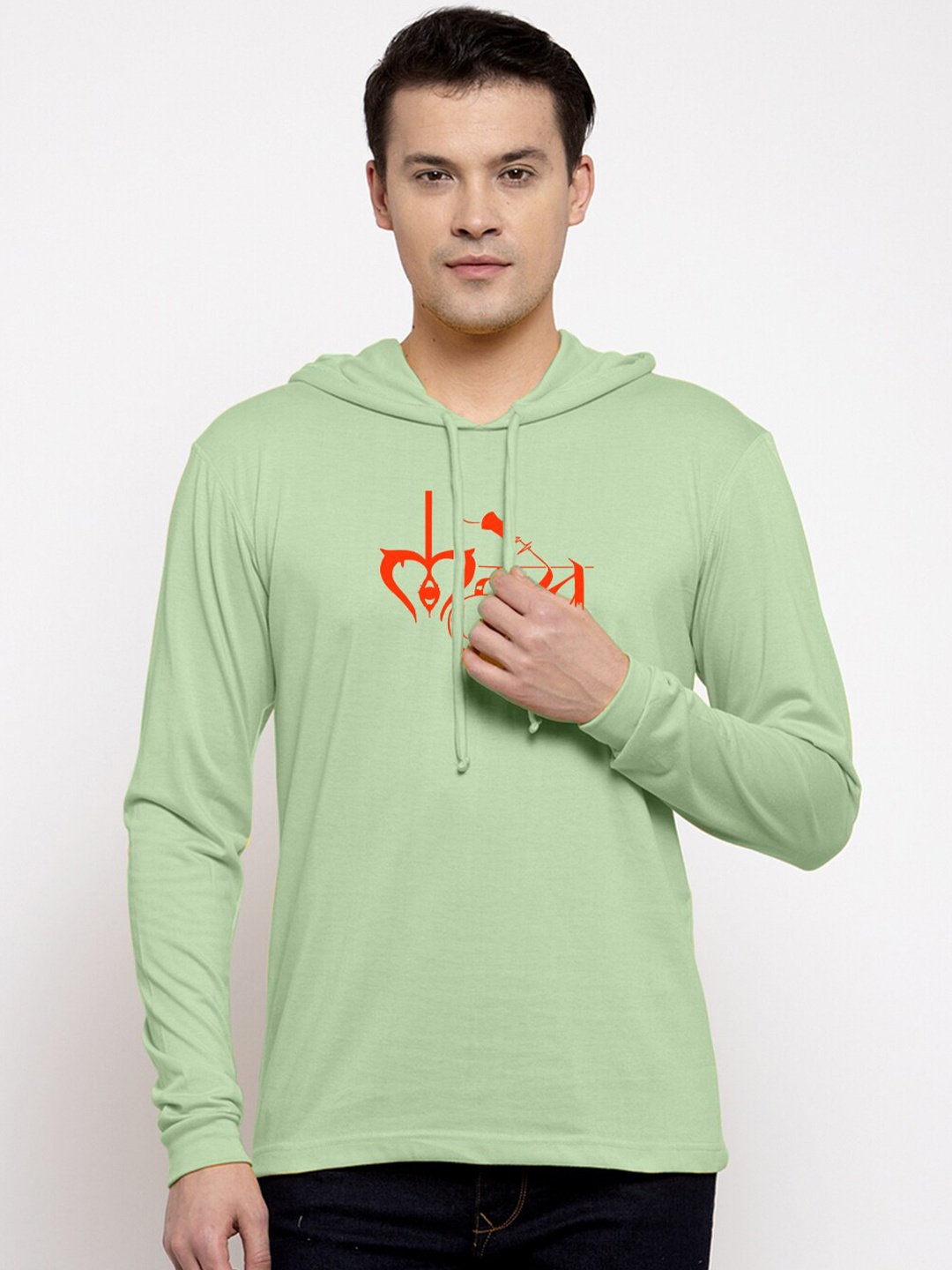 

Friskers Typography Printed Hooded Slim Fit Pure Cotton T-shirt, Sea green