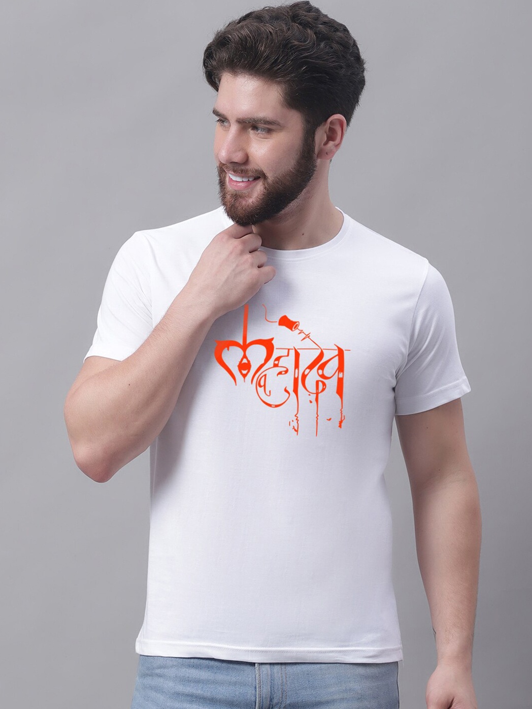 

Friskers Typography Printed Slim Fit Pure Cotton T-shirt, White