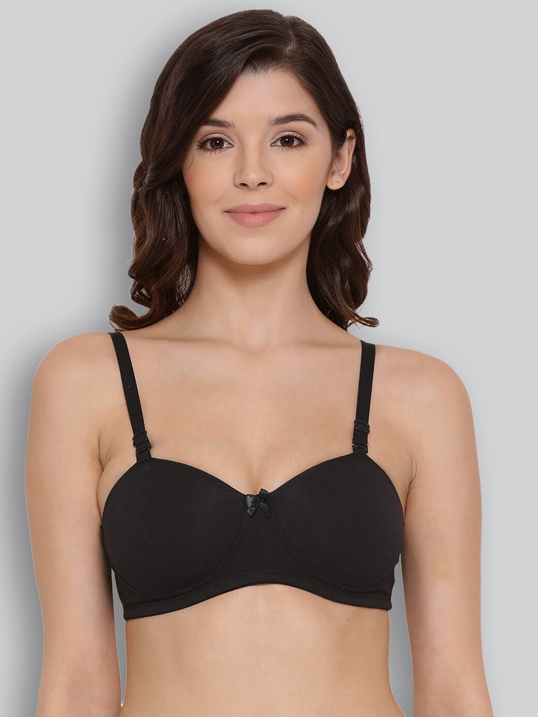 

LYRA Lightly Padded Wrinkle free cups Cotton Everyday Bra With All Day Comfort, Black