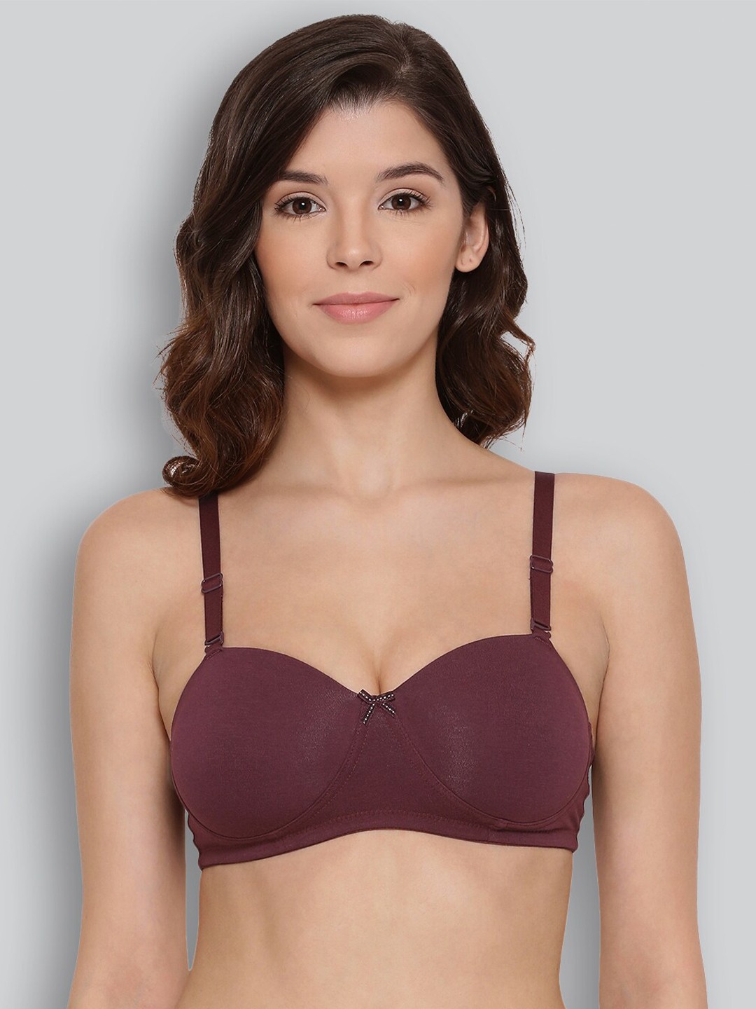 

LYRA Medium Coverage Lightly Padded Wrinkle Free Cotton T-shirt Bra With All Day Comfort, Burgundy