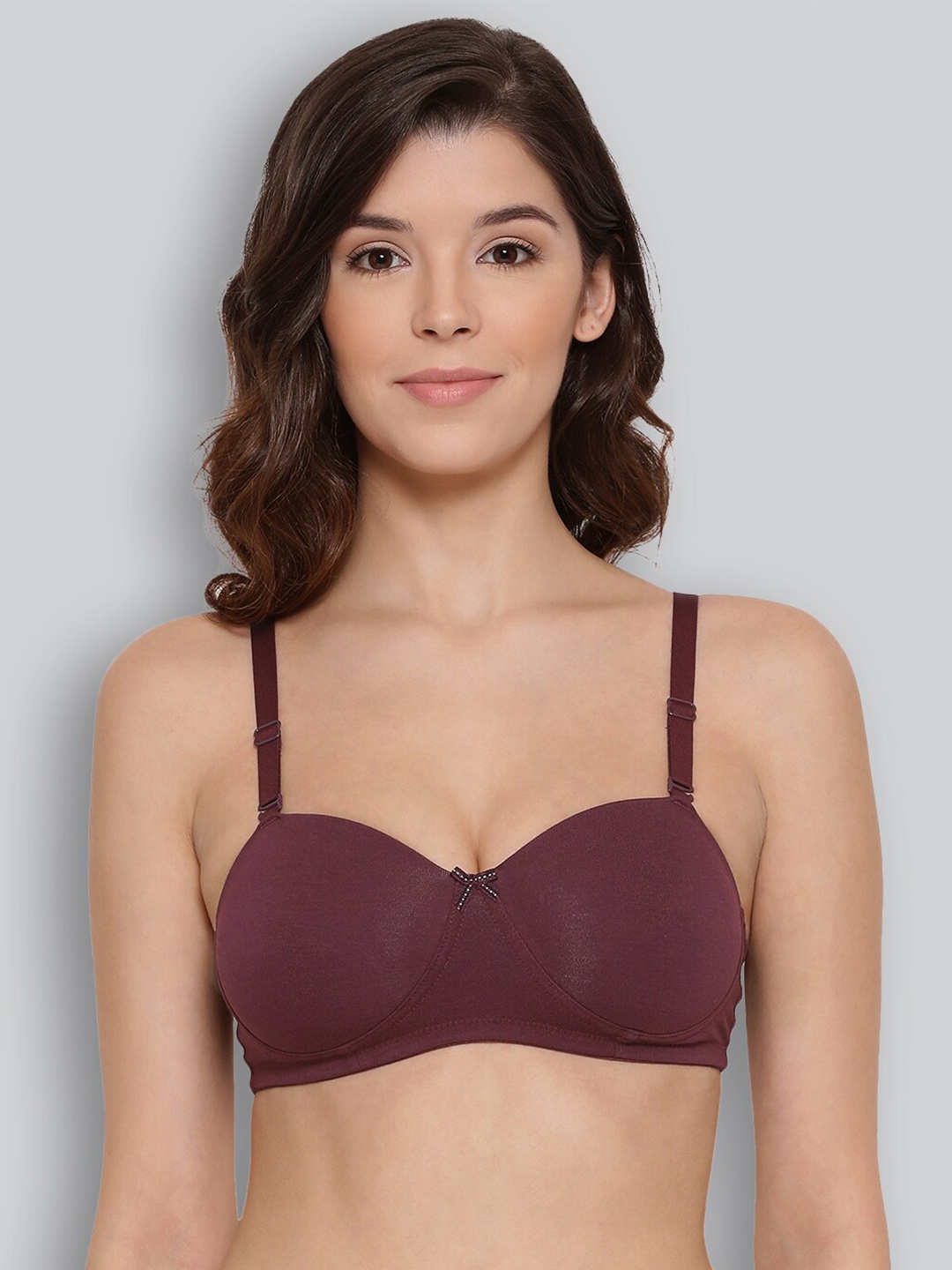 

LYRA Medium Coverage Lightly Padded Wrinkle Free Cotton T-shirt Bra With All Day Comfort, Maroon