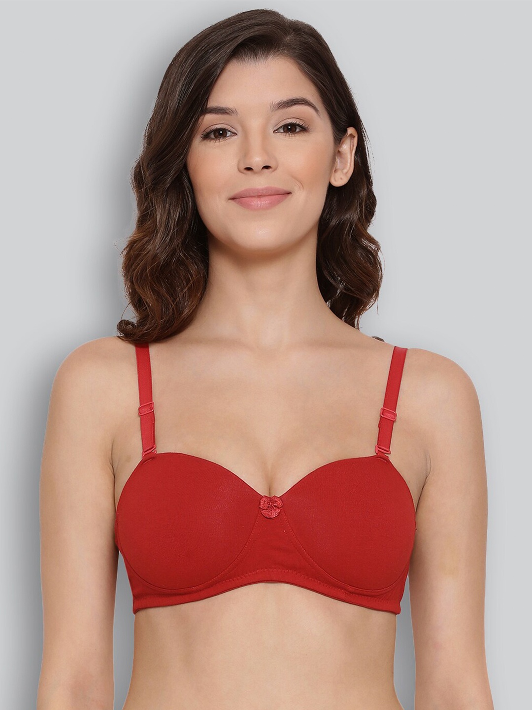 

LYRA Medium Coverage Lightly Padded Cotton Bra, Red