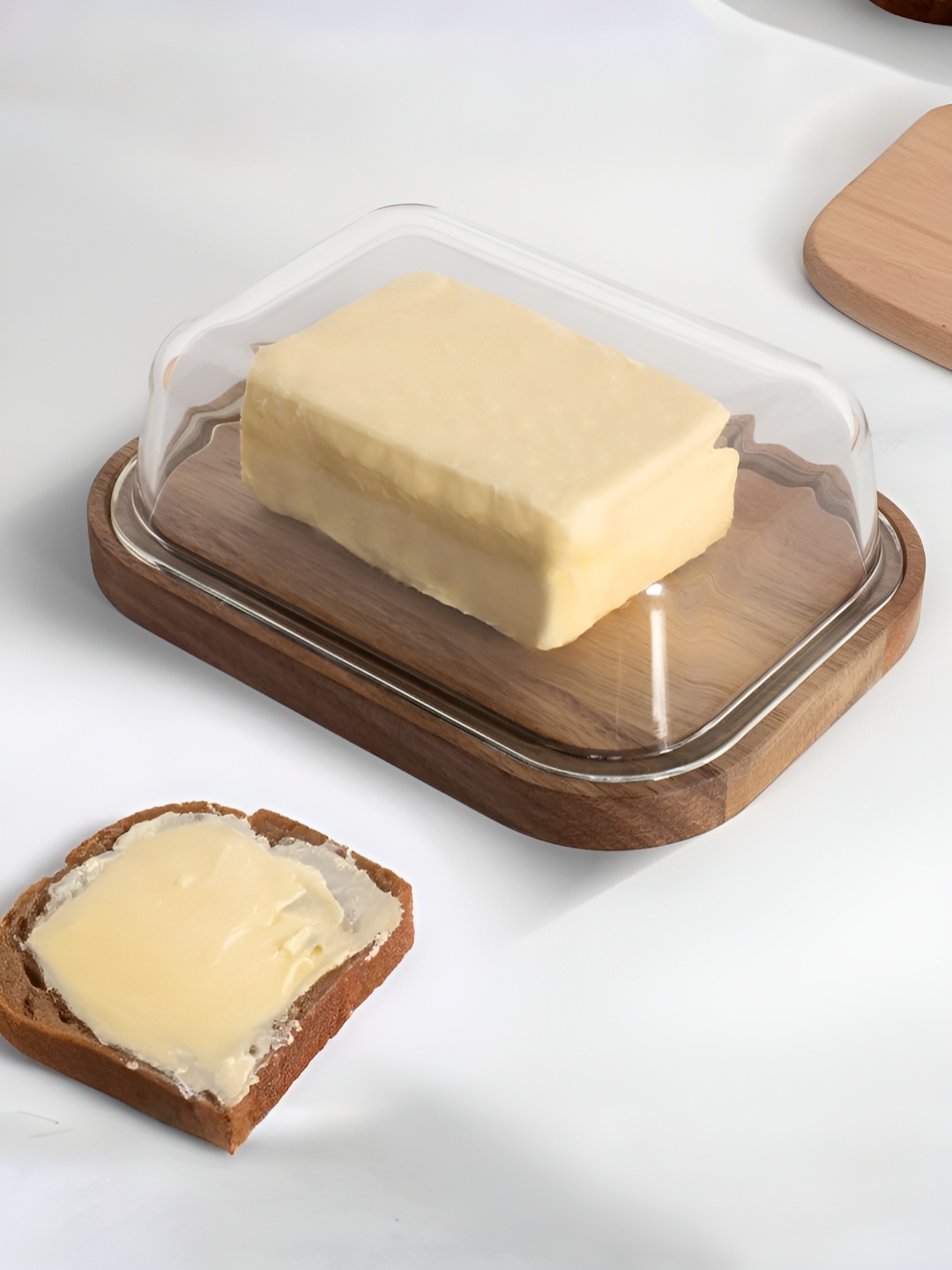 

The Better Home Brown Glass Dishwasher Safe Butter Dish With Bamboo Lid