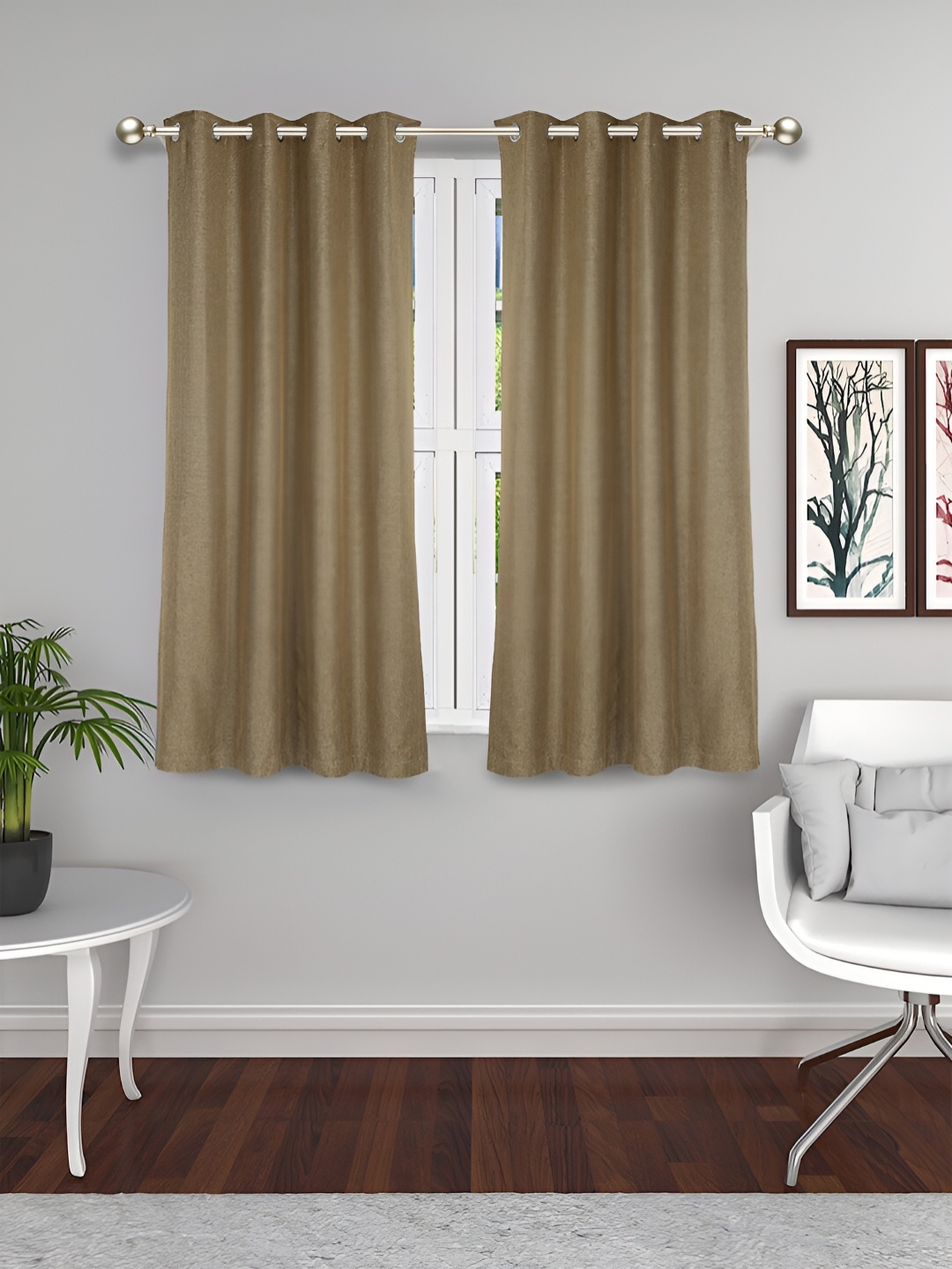 

THE CONVERSION Brown 2 Pieces Room Darkening Window Curtain