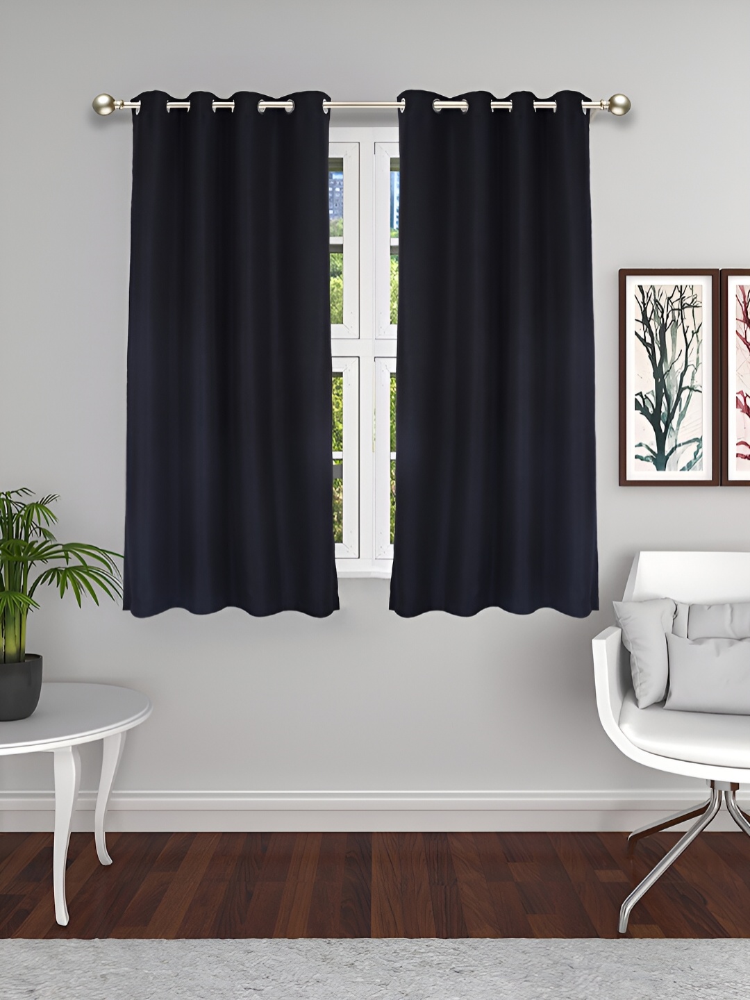 

THE CONVERSION Black 2 Pieces Room Darkening Window Curtain