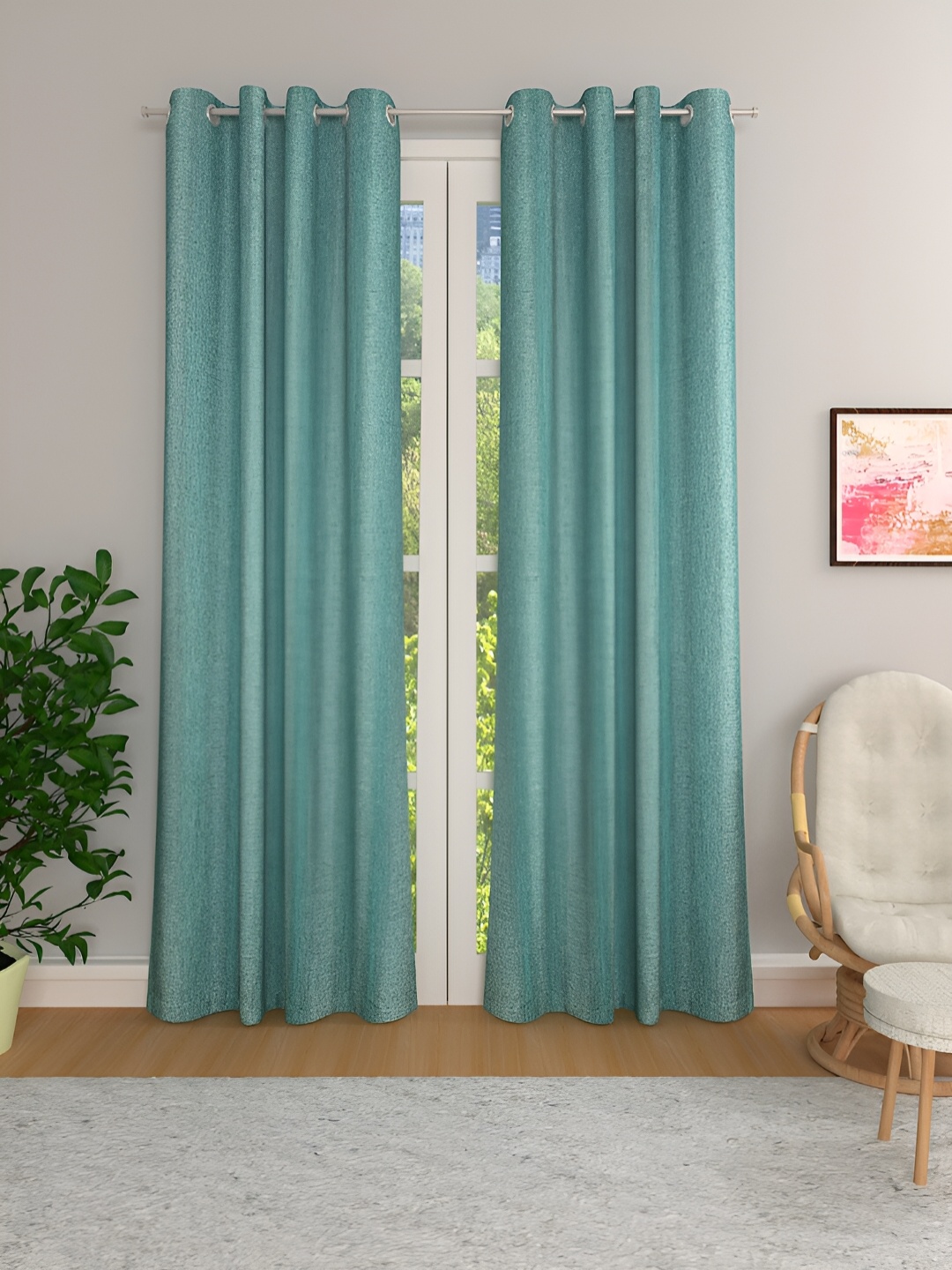 

THE CONVERSION Sea Green 2 Pieces Room Darkening Door Curtain