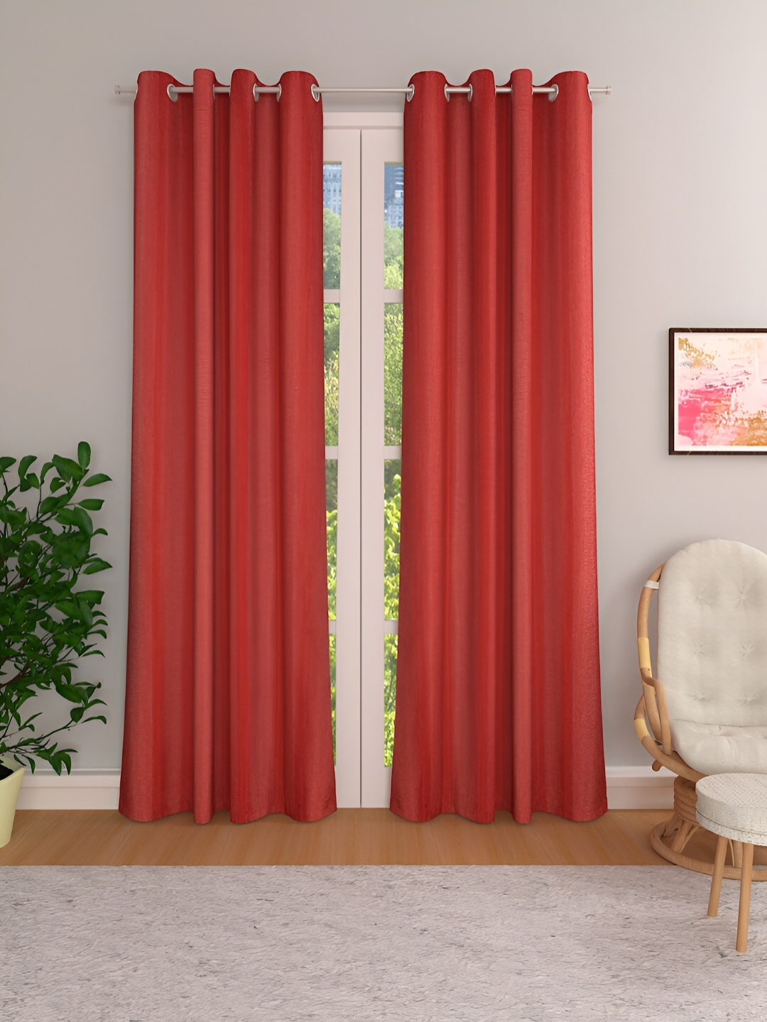 

THE CONVERSION Orange 2 Pieces Room Darkening Long Door Curtain