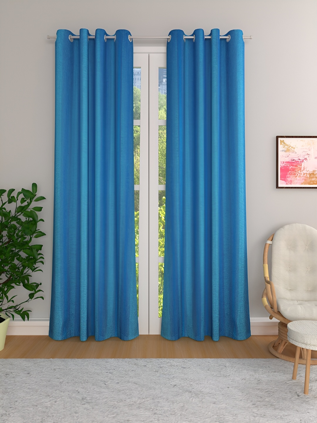 

THE CONVERSION Turquoise Blue 2 Pieces Room Darkening Door Curtain