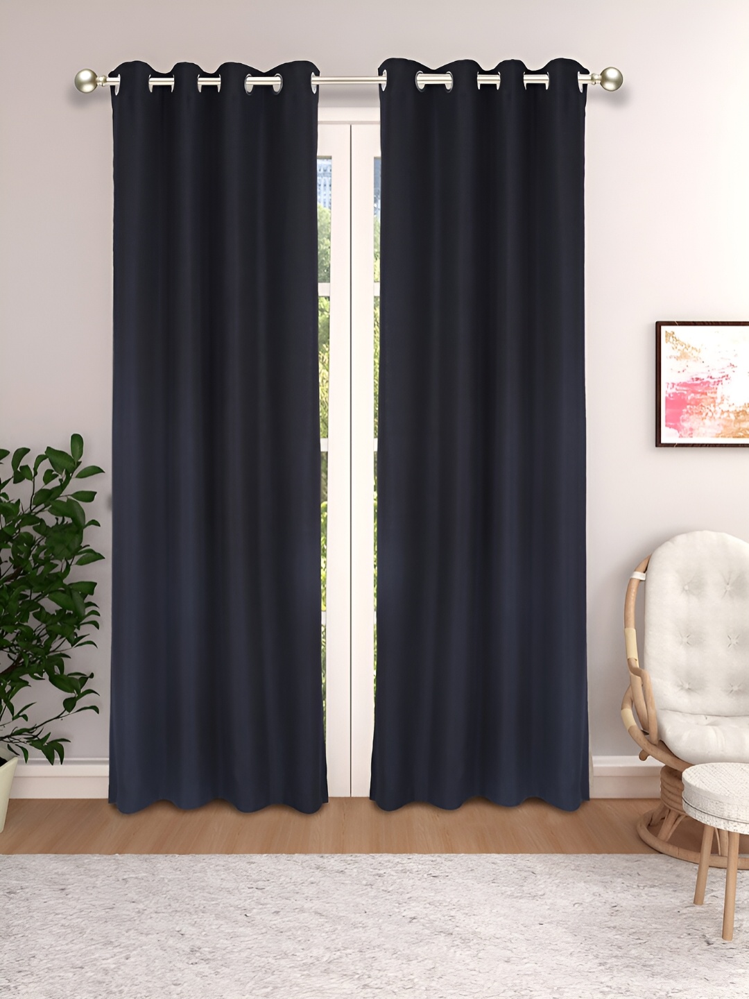 

THE CONVERSION Black 2 Pieces Room Darkening Door Curtain