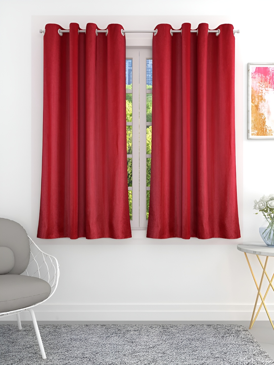 

THE CONVERSION Maroon 2 Pieces Room Darkening Window Curtain