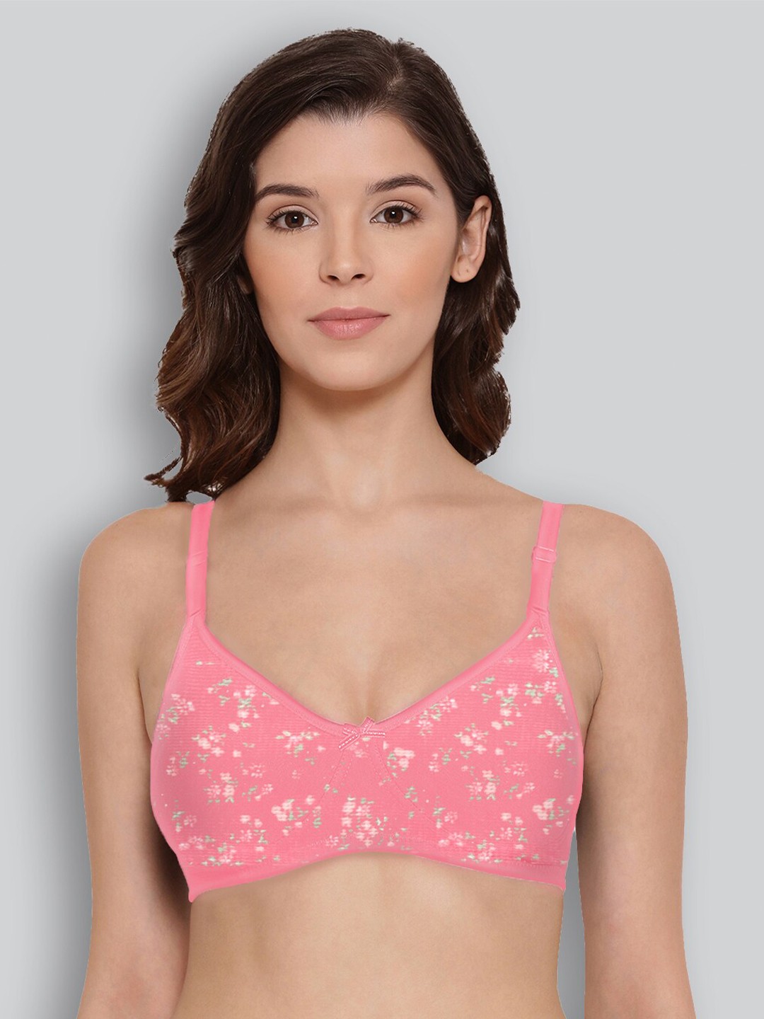 

LYRA Floral Printed Everyday Cotton Bra Medium Coverage Non-Wired Non Padded, Pink