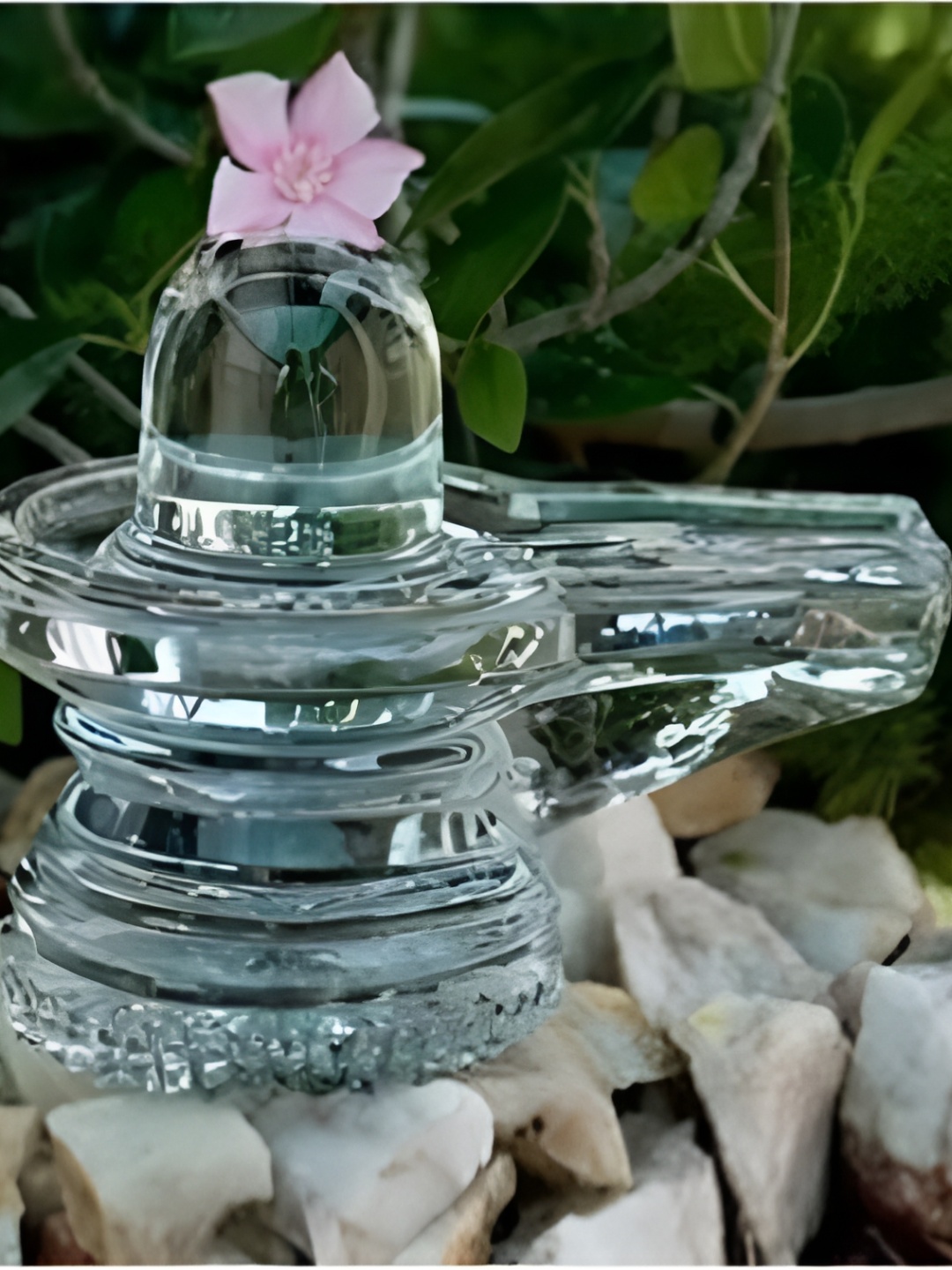 

Navyaksh Transparent shivling Religious Idol Showpiece