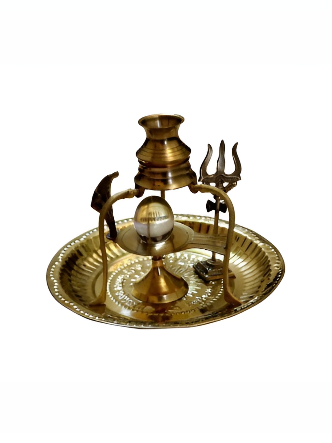 

Navyaksh Gold Toned & White Shivaling Religious Idol Showpiece