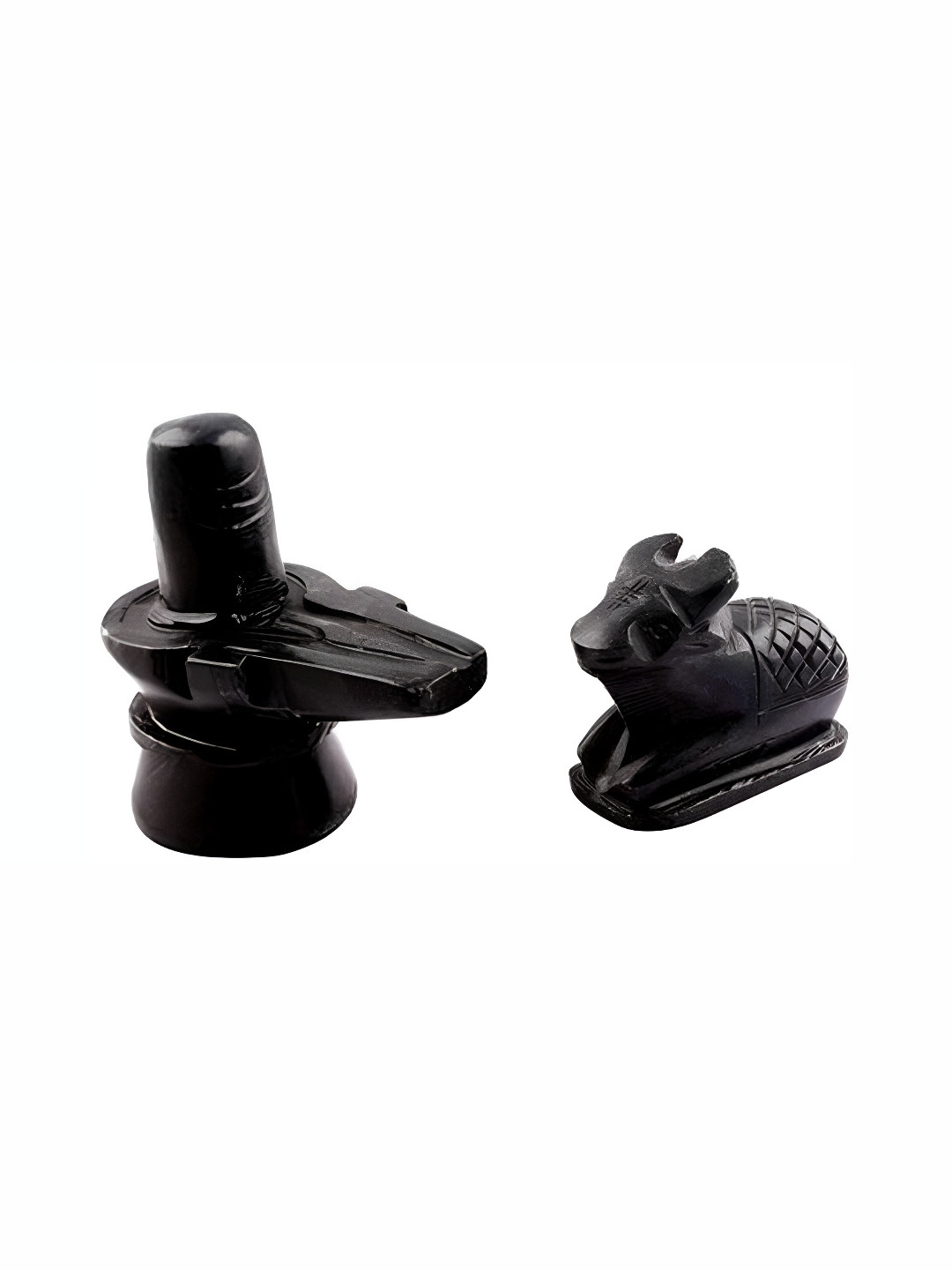 

Navyaksh Black Marble Shiv ling With Nandi Showpiece