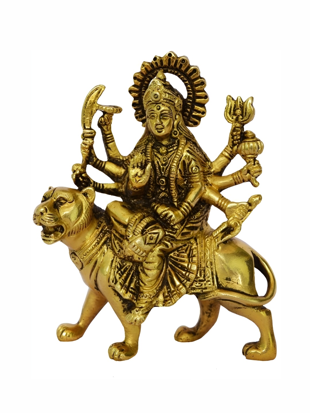 

Navyaksh Gold-Toned Brass Durga Mata Decorative Showpiece