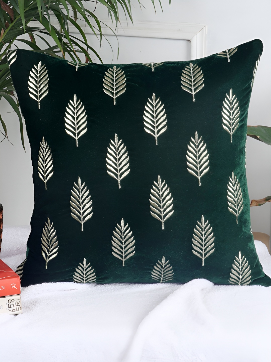 

Decoghar Green Ethnic Embroidered 3 Pieces Square Cushion Covers