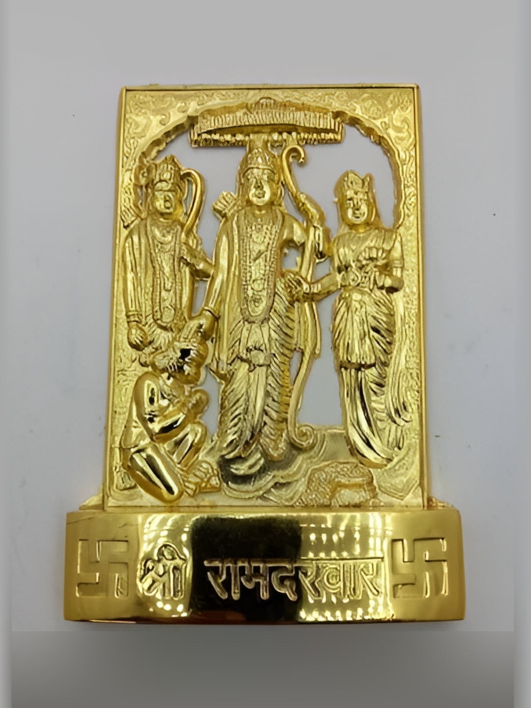

Navyaksh Gold-Toned Brass Ram Darbad Showpiece