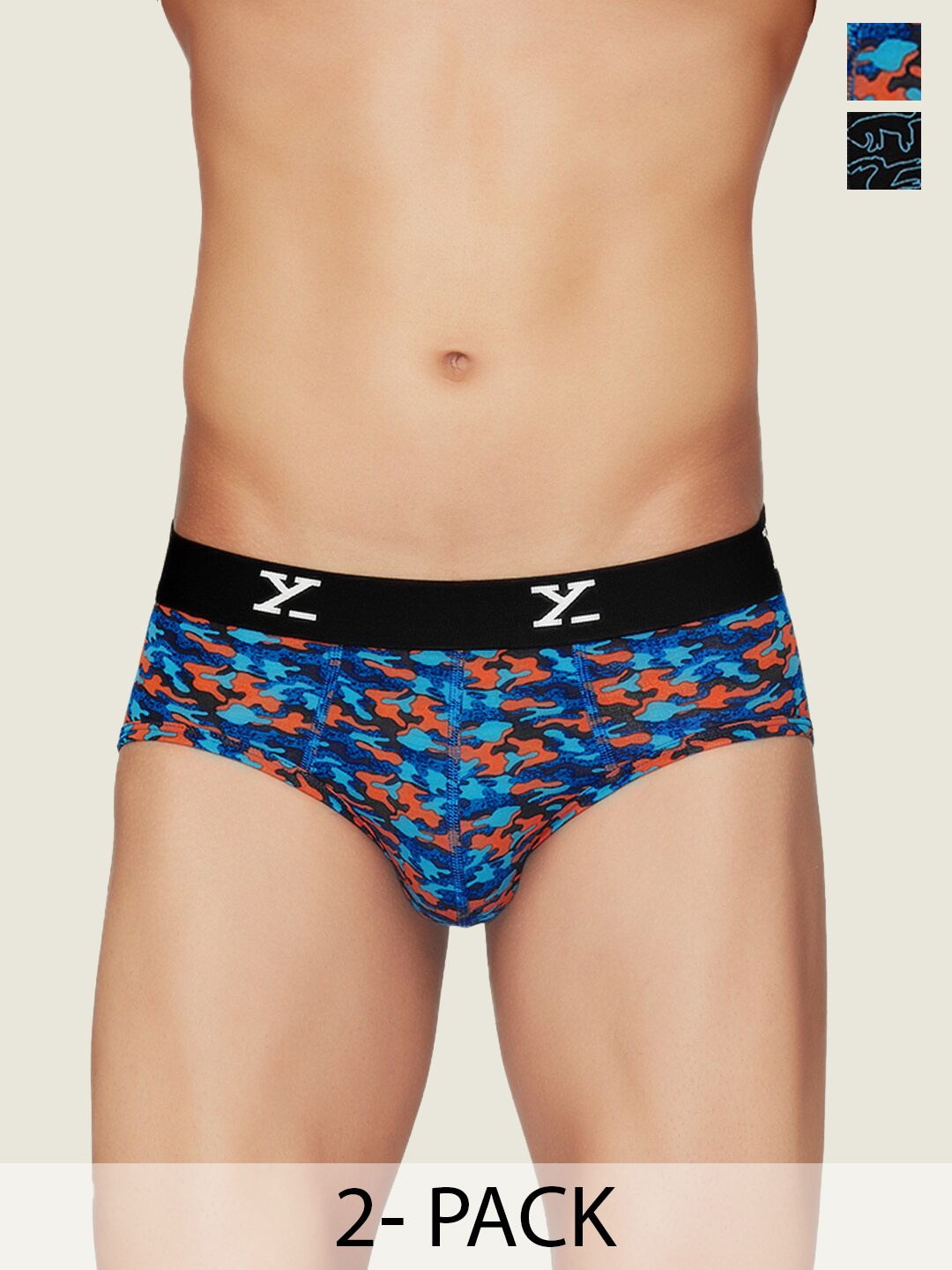 

XYXX Pack Of 2 Printed Anti-Microbial Basic Briefs XYBRF2PCKN261, Black
