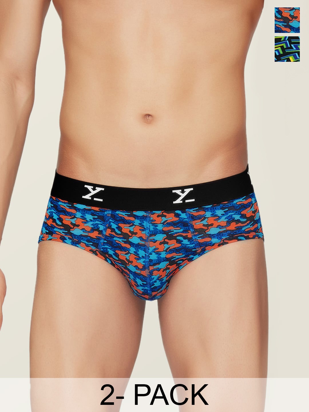 

XYXX Pack Of 2 Printed Anti-Microbial Basic Briefs XYBRF2PCKN260, Black