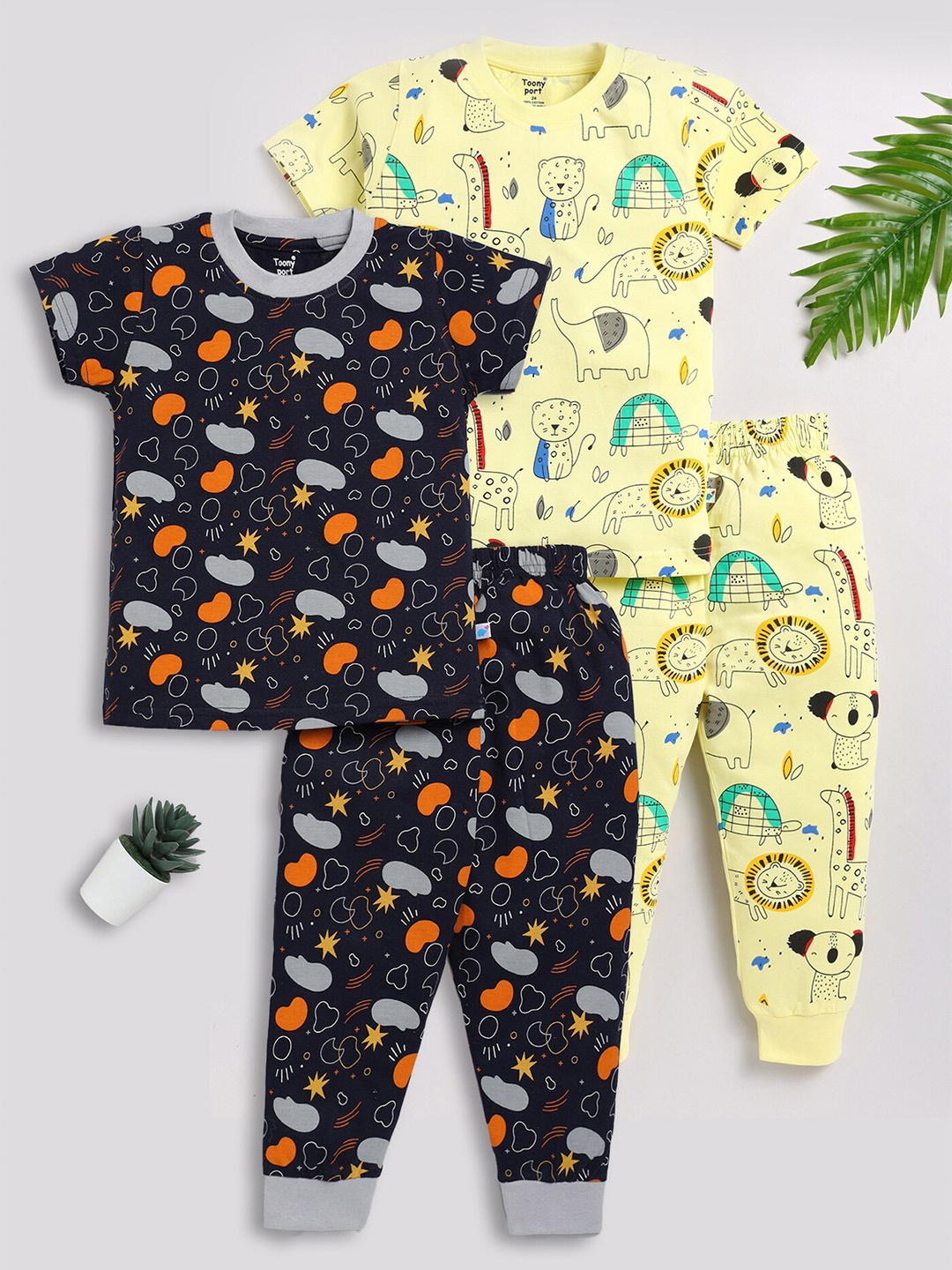 

Toonyport Kids Pack Of 2 Printed T-shirt with Trousers, Blue