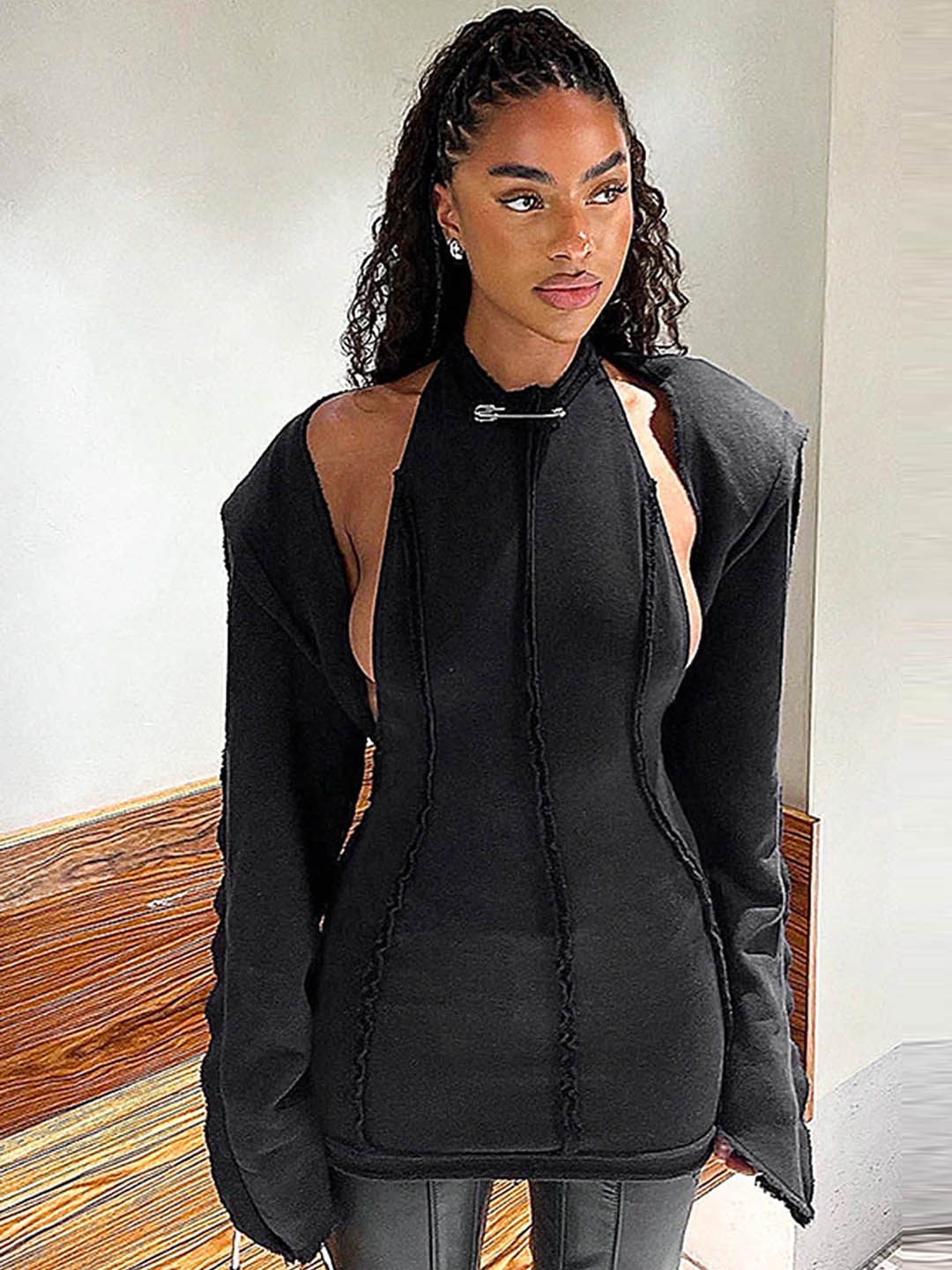 

LULU & SKY Halter Neck Bodycon Dress with Bolero Jacket, Black