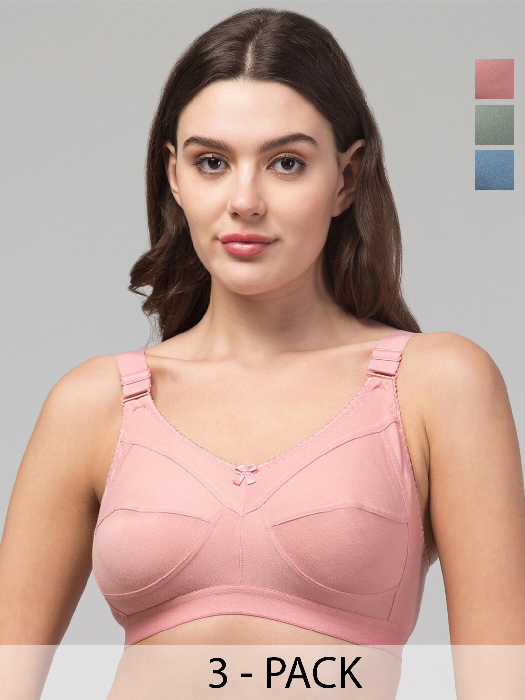 

ESOROUCHA Pack Of 3 Full Coverage Bra, Pink