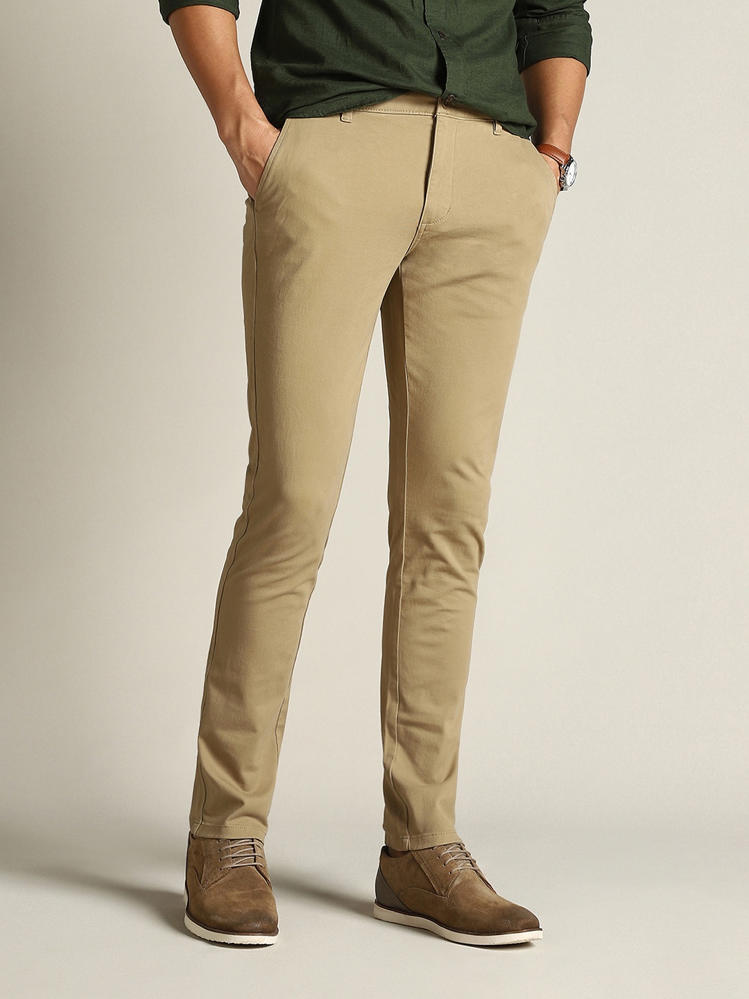 

Dockers Men Mid Rise Skinny Fit Trousers, Beige