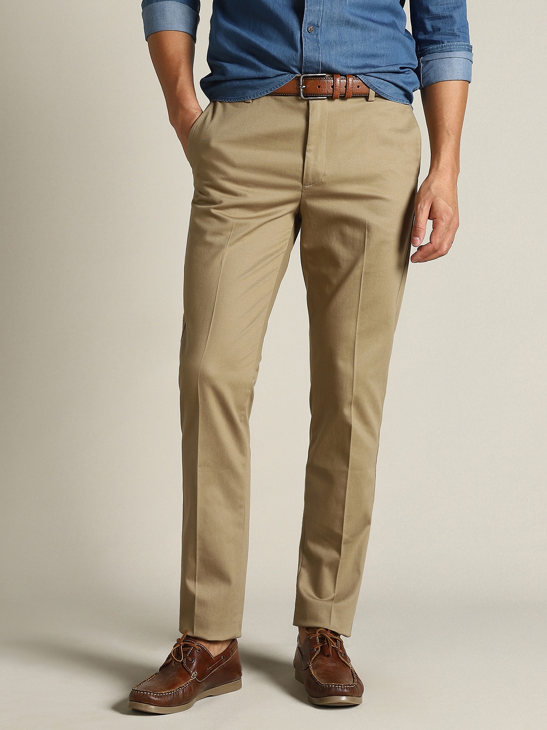 

Dockers Men Mid Rise Slim Fit Trousers, Beige