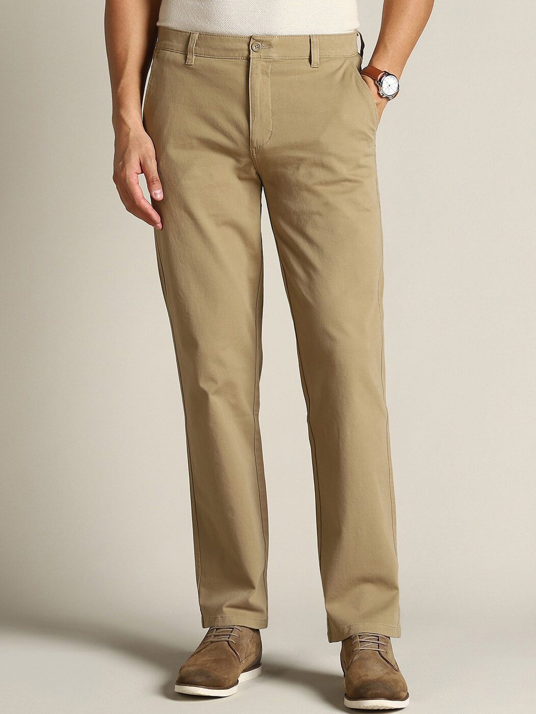 

Dockers Men Mid Rise Straight Fit Trousers, Beige