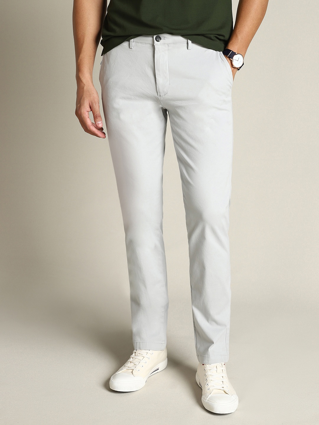 

Dockers Men Mid Rise Slim Fit Trousers, Grey