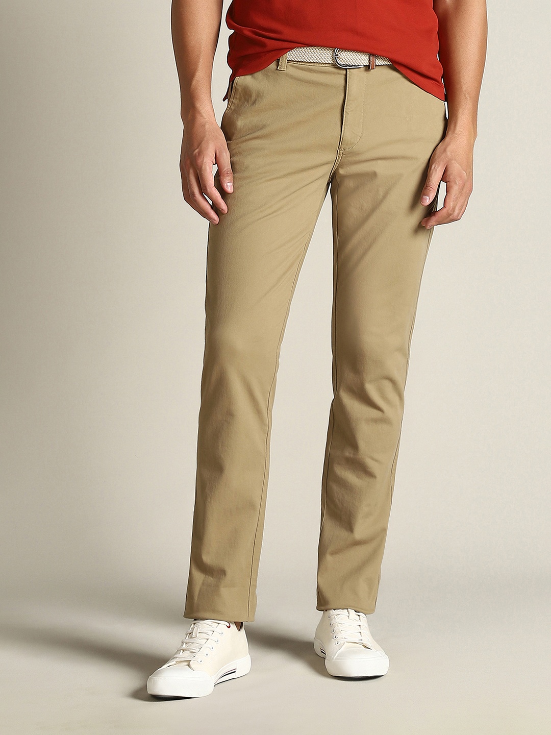 

Dockers Men Mid Rise Slim Fit Trousers, Beige