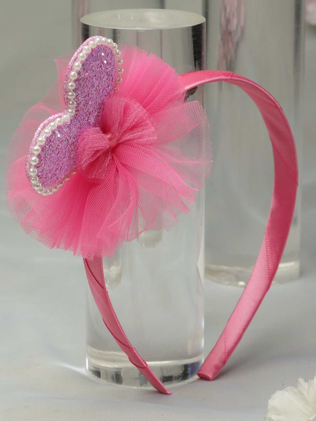 

Stoln Girls Sequined Heart Embellished Pearl Hairband, Pink