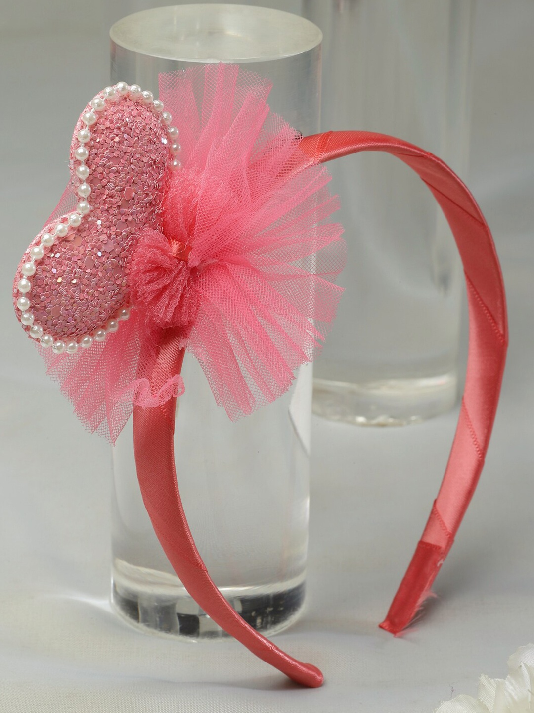 

Stoln Girls Sequined Heart Embellished Pearl Hairband, Red