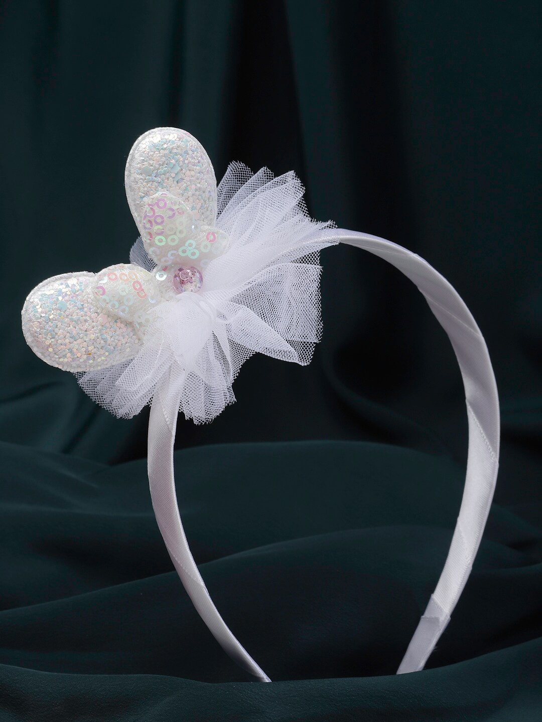 

Stoln Girls Bunny Sequence Embellished Net Hairband, White